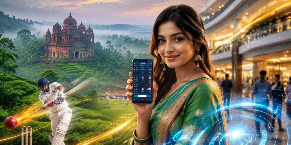বাংলাদেশের চা বাগানে মোবাইলে ক্রিকেট বেটিং করছেন একজন ব্যক্তি