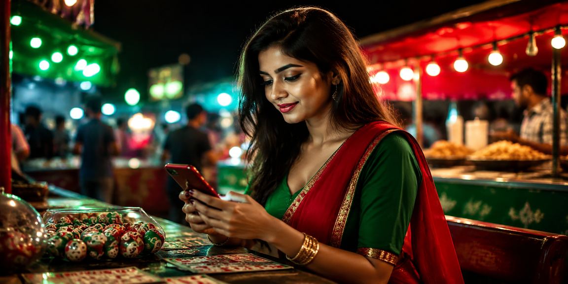 বগুড়ায় লাল-সবুজ রঙের থিমে অনলাইন লটারি গেম খেলছেন একজন তরুণ