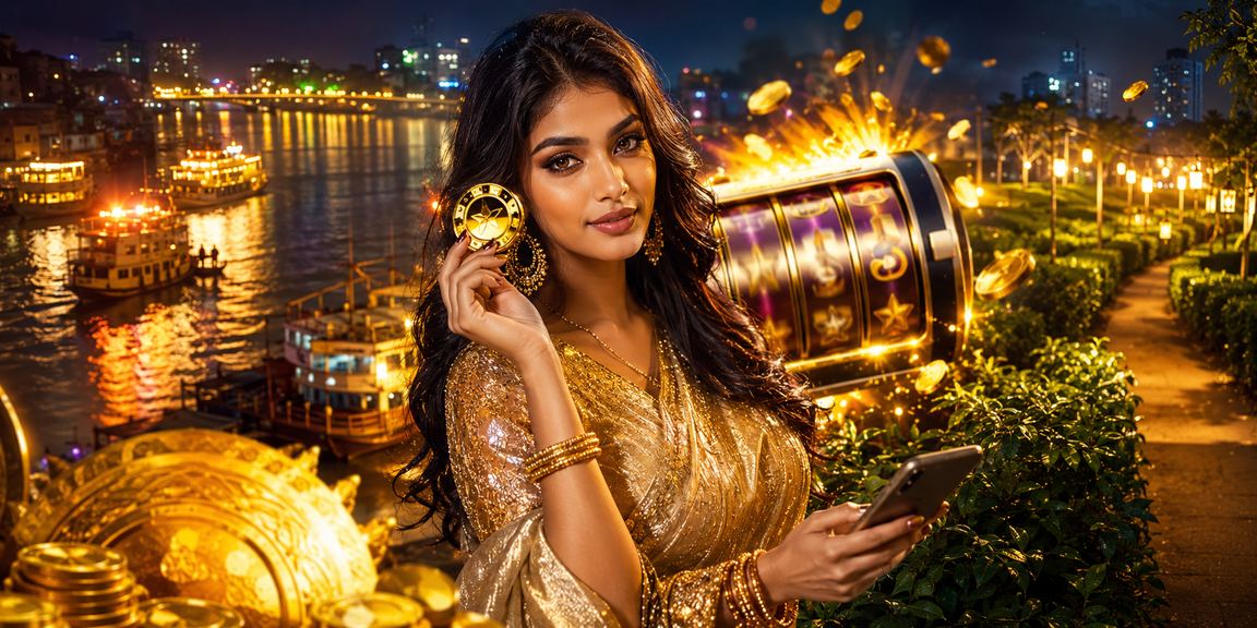 খুলনার সবুজ চা বাগানের পাশে স্মার্টফোনে ff66 স্লট গেম খেলছেন একজন খেলোয়াড়